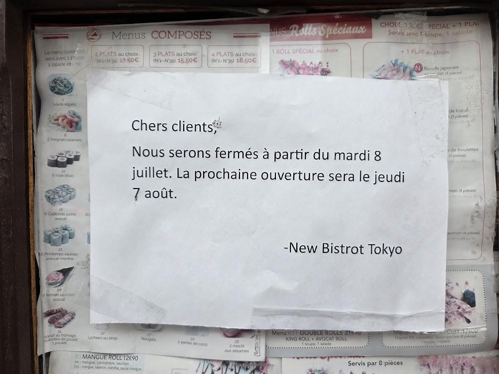 Bistrot Tokyo (Service Volonté Soir) - Menu Image 1